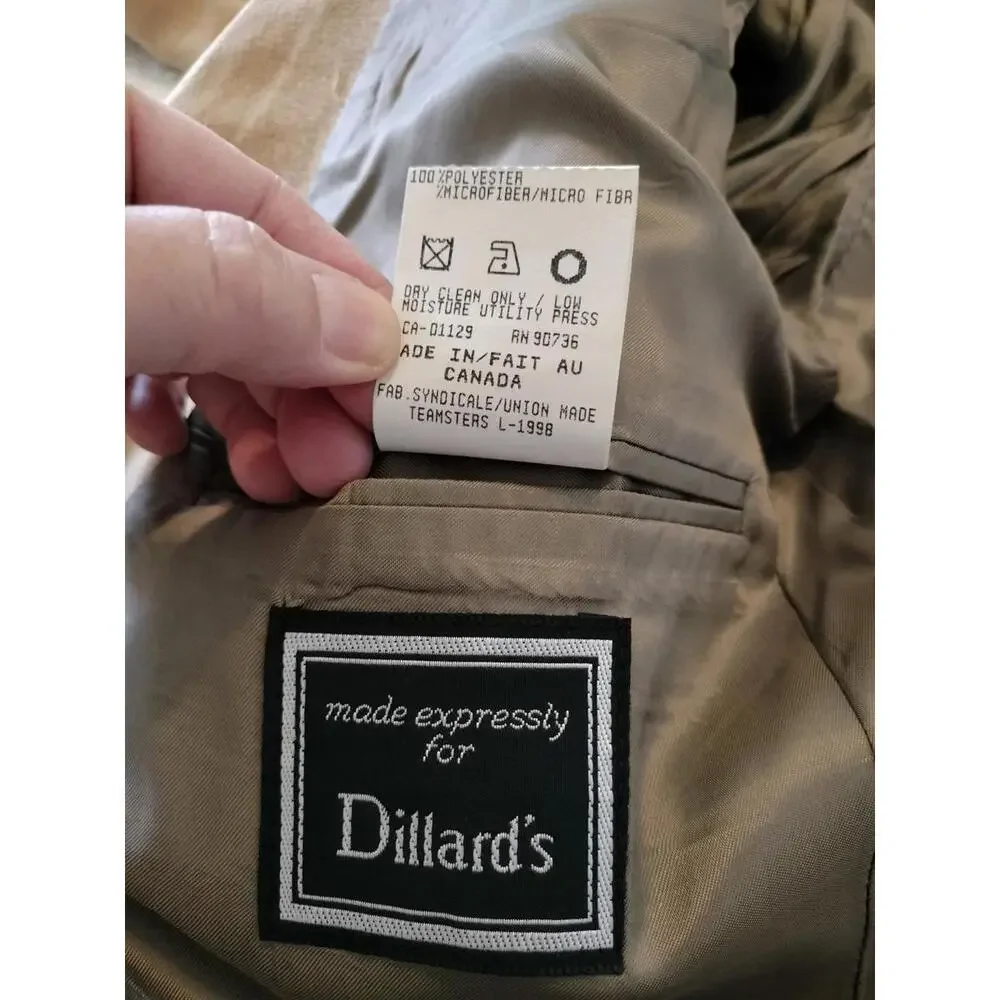 NWT RALPH Ralph Lauren 42R Tan Faux Suede‎ Sport Coat Made in Canada Dillard’s